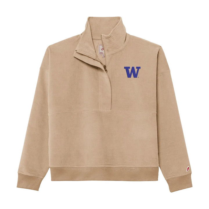 League Women's Embroidered W Corduroy Half Zip
