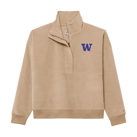 League Women's Embroidered W Corduroy Half Zip