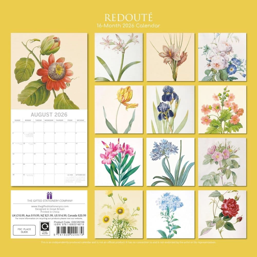 2026 Redoute Wall Calendar