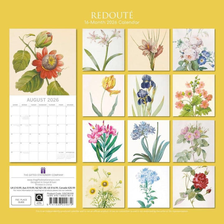 2026 Redoute Wall Calendar