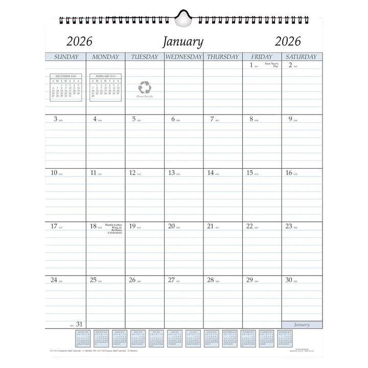 Payne 2026 Annual 14" x 17" Wire Bound Wall Calendar