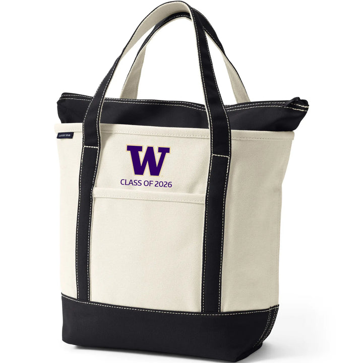 Lands' End Natural Canvas UW Class of 2026 Zip Top Tote Bag