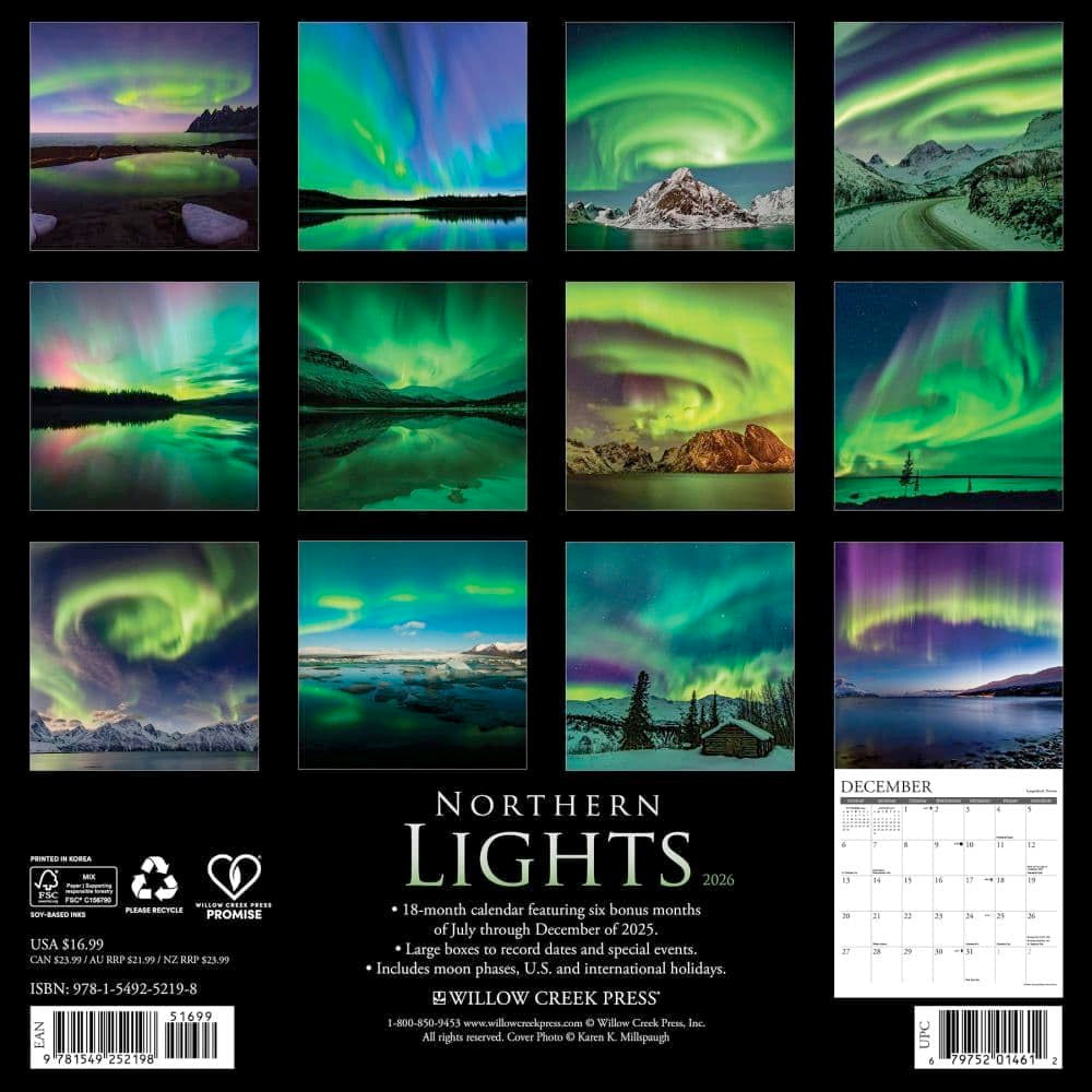 Small Changes Northern Lights 2026 Wall Calendar