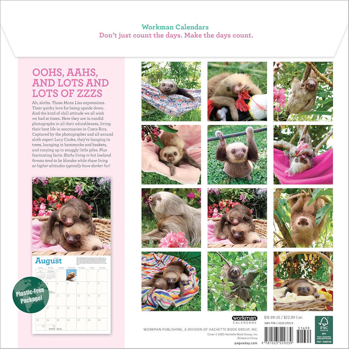 Original Sloths Wall Calendar 2026