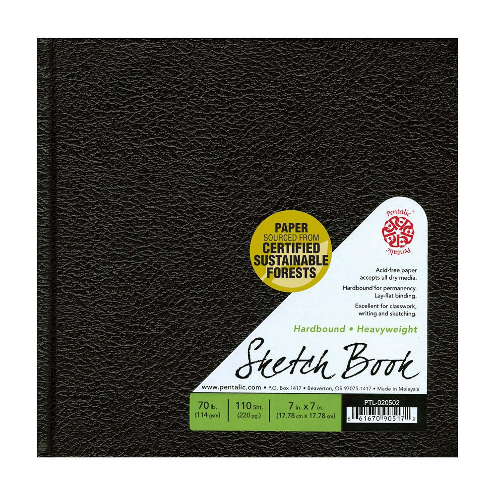 Pentalic Black 7" x 7" 70 lb. Hardbound Sketch book