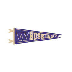 Photo of Collegiate Pacific Purple W Huskies Dovetail Pennant 9" x 27".