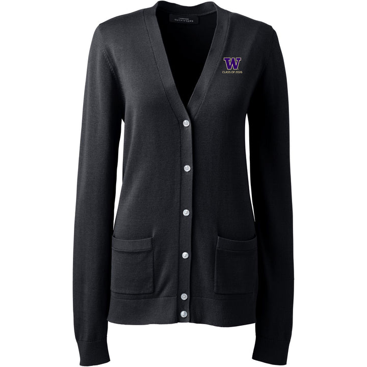 Lands' End Women's UW Class of 2026 Cotton Modal Long Sleeve V-neck Cardigan Sweater