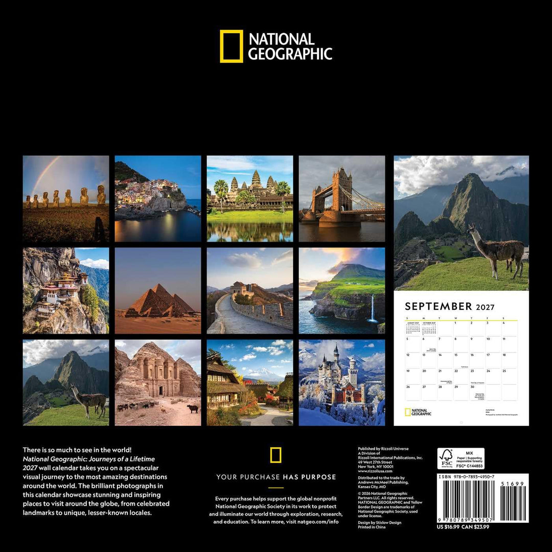 National Geographic: Journeys of a Lifetime 2027 Wall Calendar
