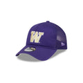 New Era Purple 9Forty A Frame Trucker Hat Front Side View thumbnail