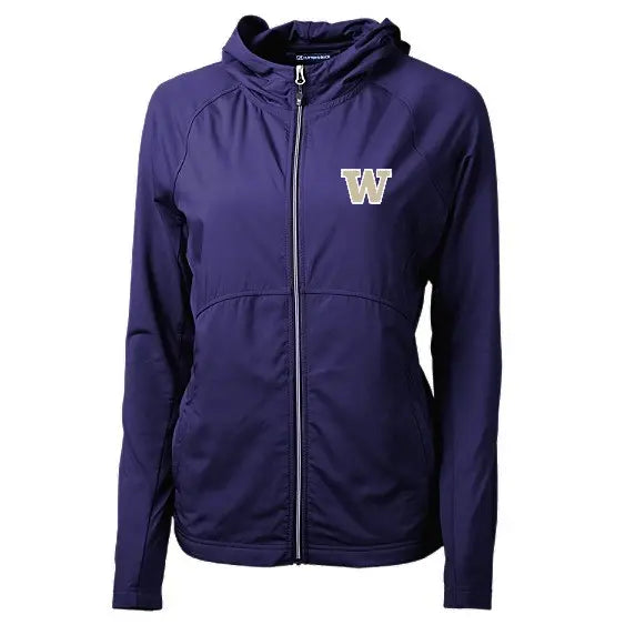 Cutter & Buck Women's Washington Huskies Adapt Soft Knit Stretch Hybrid Full Zip Jacket