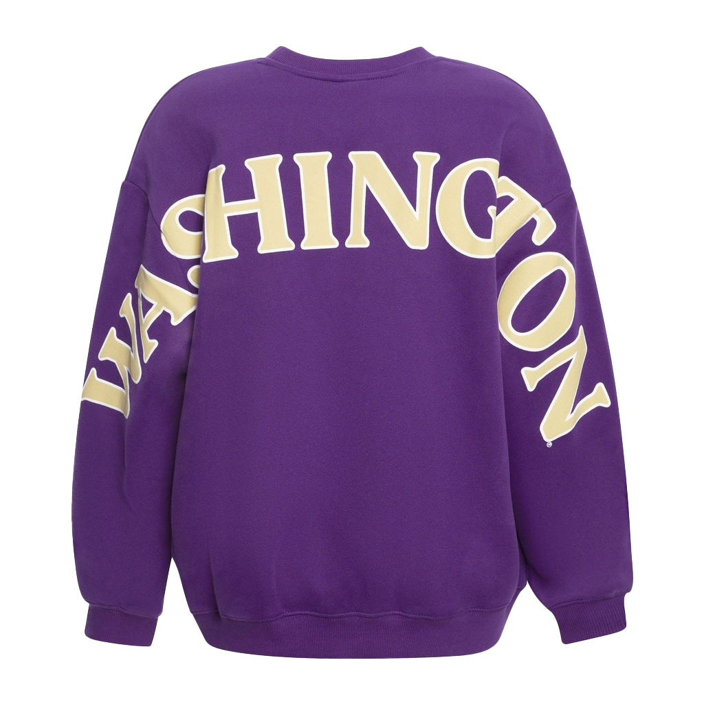 Hype and Vice Women's Washington Huskies Back Print Oversized Crewneck