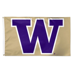 Photo of Wincraft Gold Purple W Logo Deluxe Flag 3' x 5'.