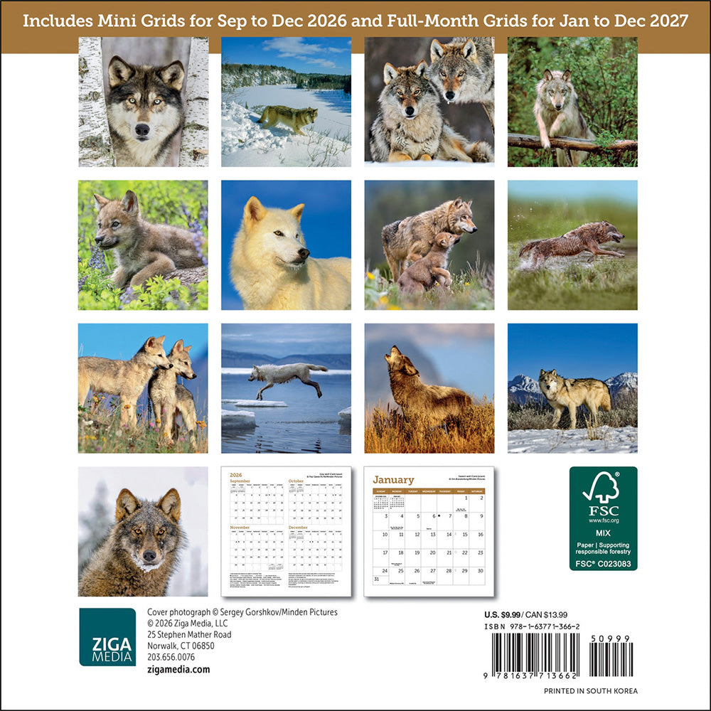 2027 Wolves Mini Calendar
