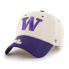 47 Brand Women's Two Tone Washington Huskies Wool Corduroy Rope Script Clean Up Hat Hover