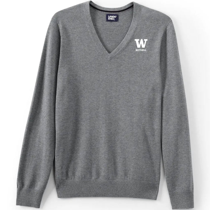 Lands' End Unisex UW Bothell Cotton Modal V-neck Pullover Sweater