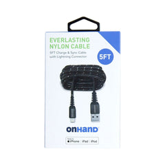 Photo of OnHand Everlasting Nylon USB-A to Lightning Sync & Charge Cable 5ft.