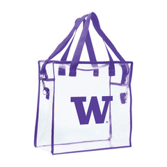 Neil Clear W Purple Trim Stadium-Approved Shoulder Tote Bag