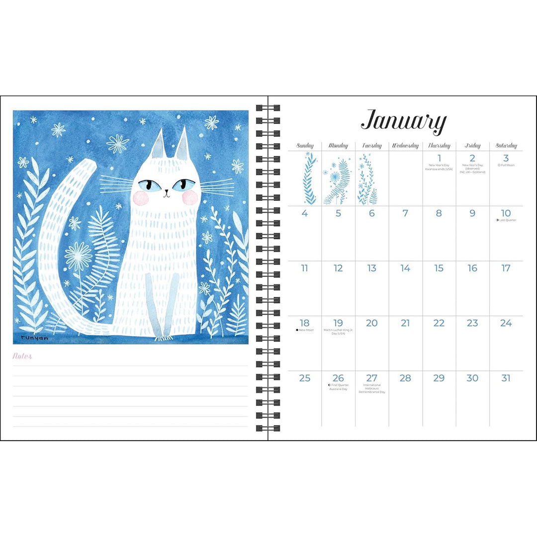 Feline 12-Month 2026 Monthly/Weekly Planner Calendar