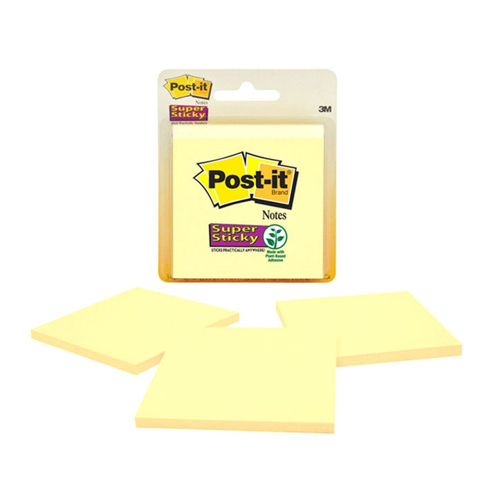 Post-it Canary Yellow 3"x3" Super Sticky Notes 3 Pack