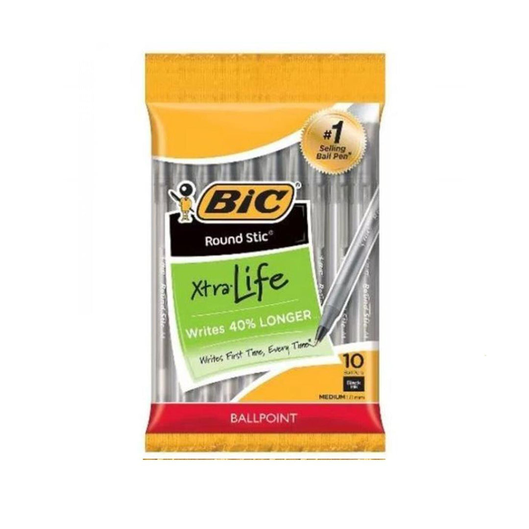 Bic Round Stic Medium Point 1.2mm Ballpoint Pen 10 Pack