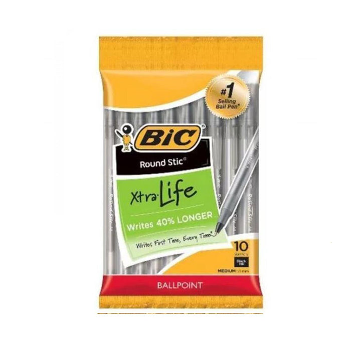 Bic Round Stic Medium Point 1.2mm Ballpoint Pen 10 Pack