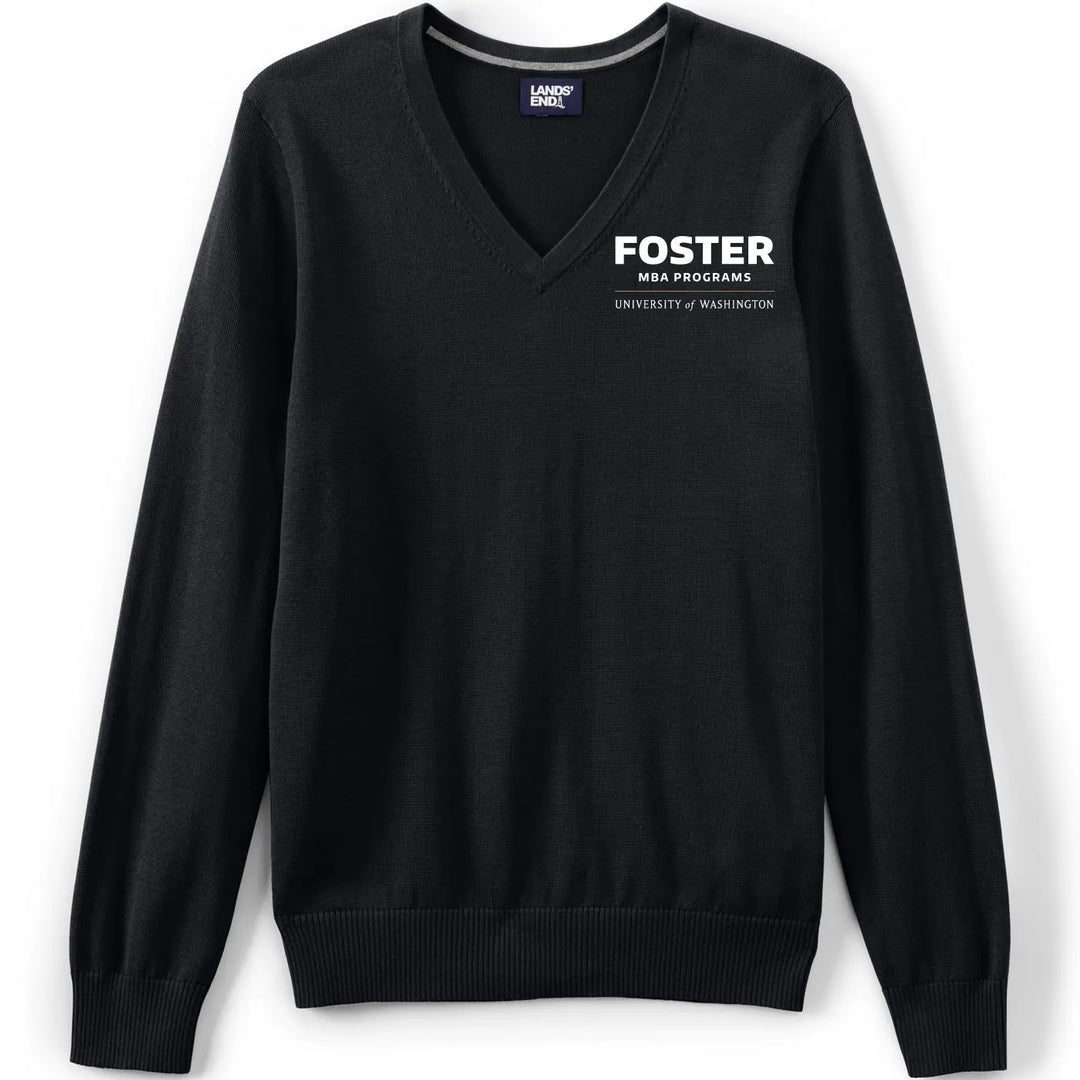 Lands' End Unisex UW Foster MBA Programs Cotton Modal V-neck Pullover Sweater