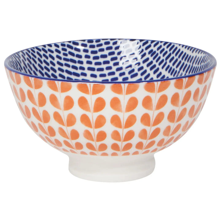 Danica Orange Blue Blossom Stamped Bowl 4 inch