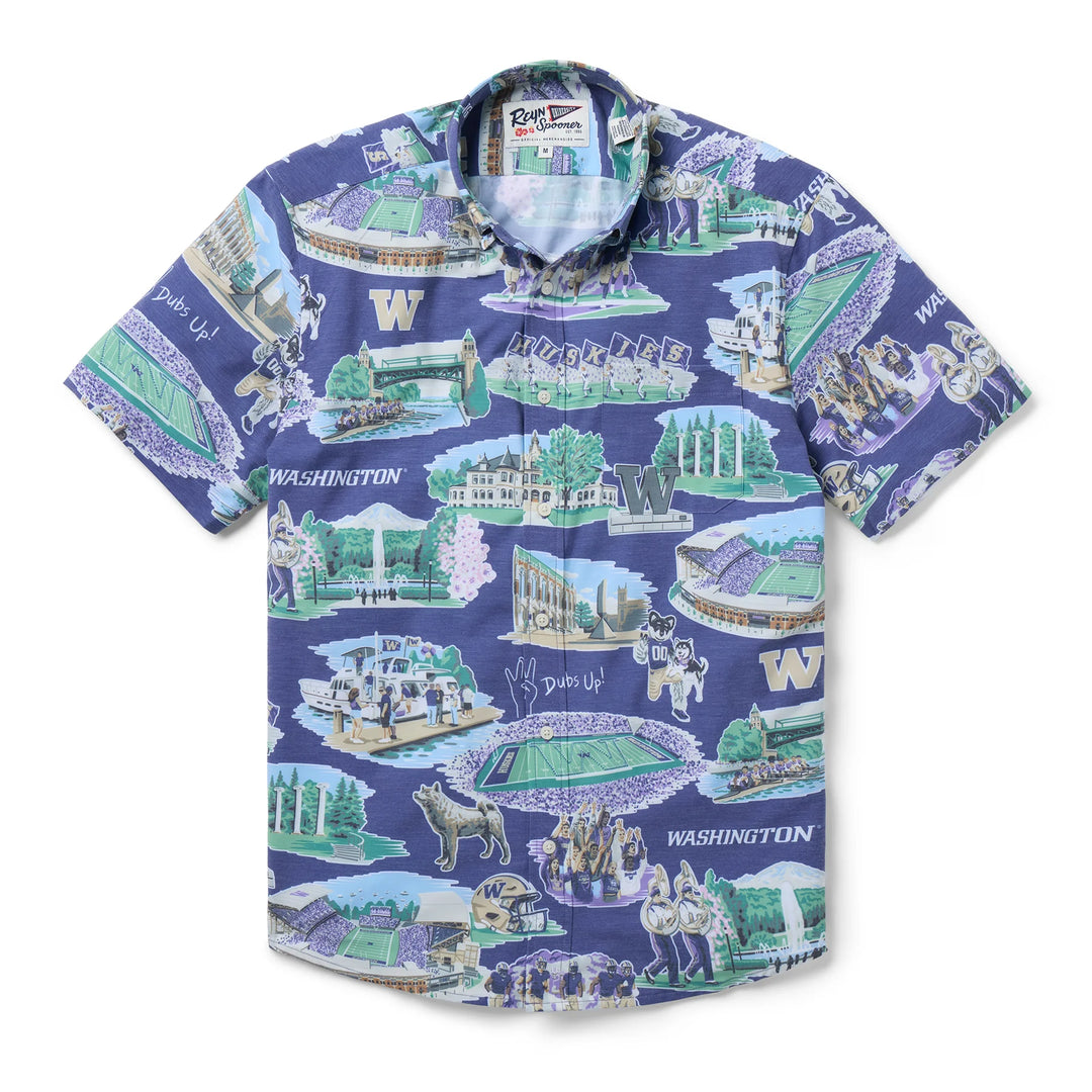 Reyn Spooner Men's Washington Huskies Scenic Button Front Camp Shirt