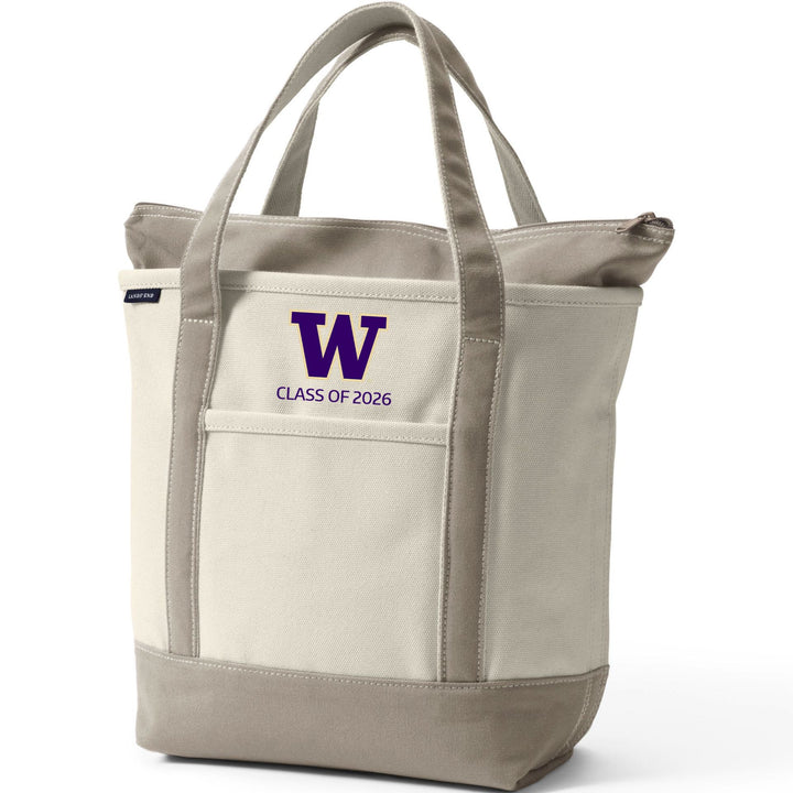 Lands' End Natural Canvas UW Class of 2026 Zip Top Tote Bag
