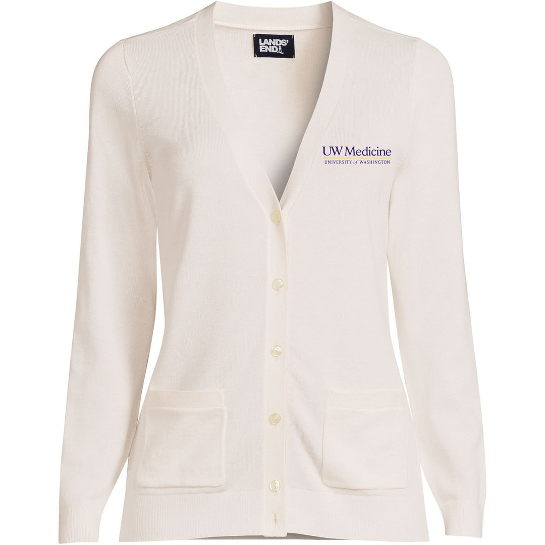 Lands' End Women's UW Medicine Cotton Modal Long Sleeve V-neck Cardigan Sweater