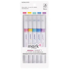 Kokuyo Mark+ Primary Color Two Way Marker Set 5 Count