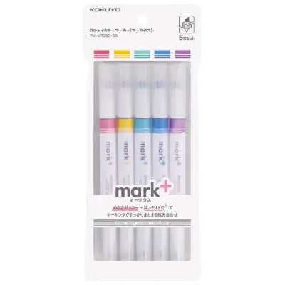 Kokuyo Mark+ Primary Color Two Way Marker Set 5 Count