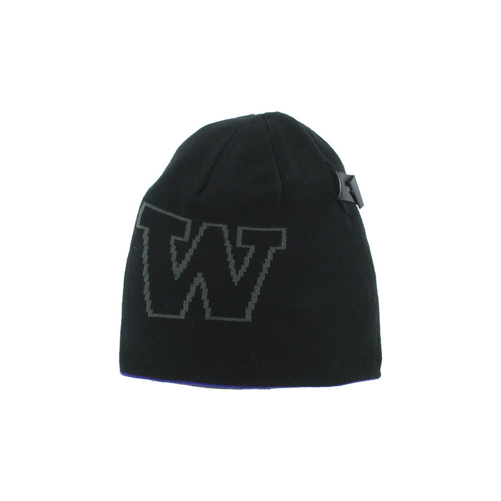 Zephyr Purple Black Big W Reversible Beanie