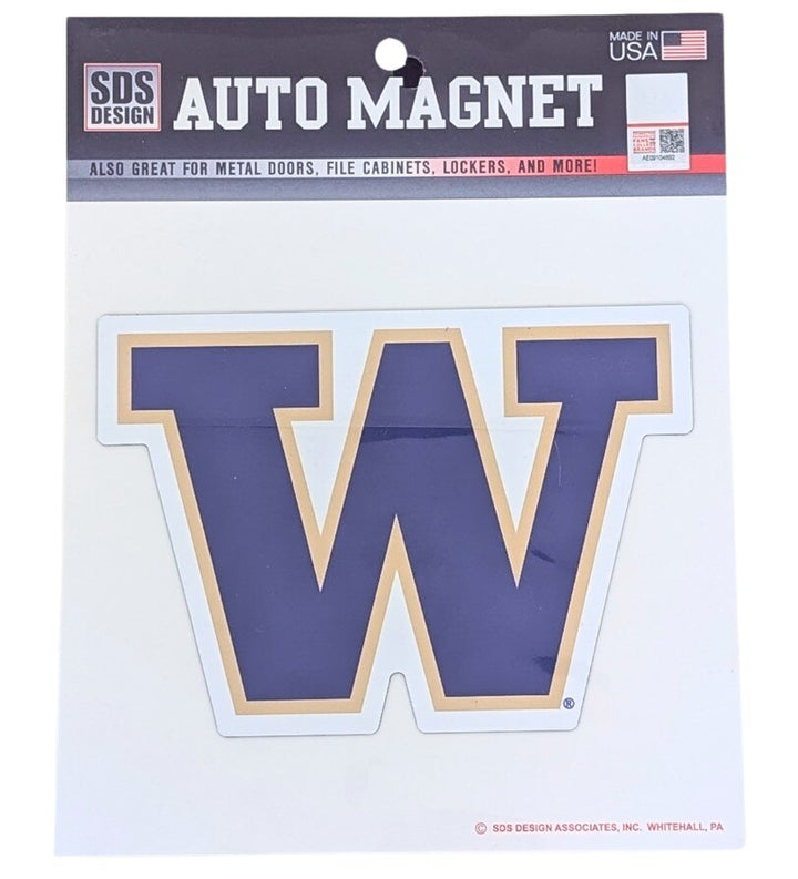 SDS W Purple Fill Gold Outline Auto Magnet 6"