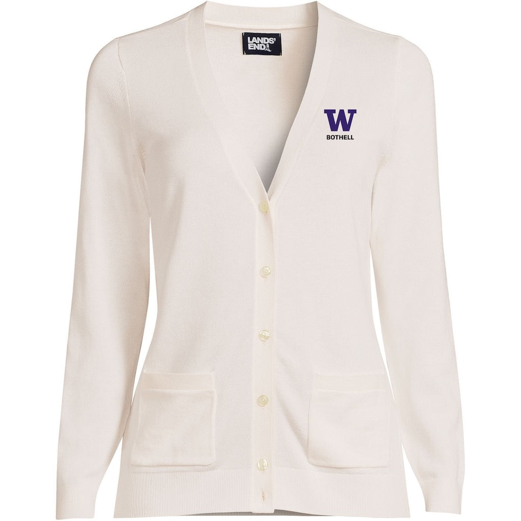 Lands' End Women's UW Bothell Cotton Modal Long Sleeve V-neck Cardigan Sweater