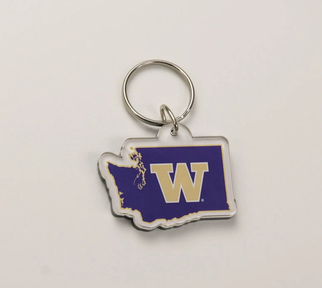 SDS Purple W State Outline Keychain