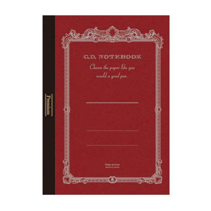 Apica Red Premium CD 5mm Grid A5 Notebook 96 Count