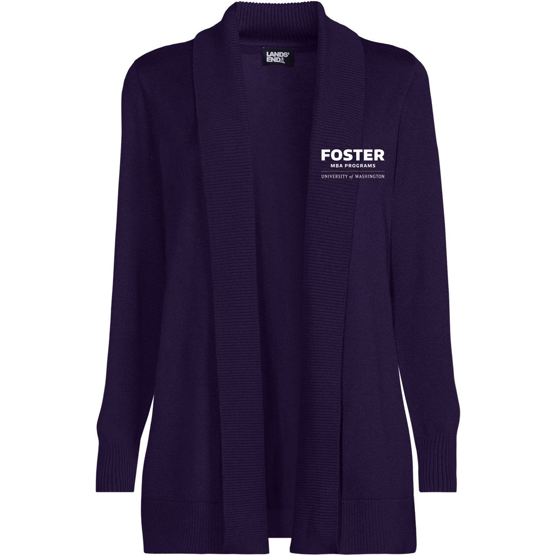 Lands' End Women's UW Foster MBA Programs Cotton Modal Shawl Collar Cardigan Sweater