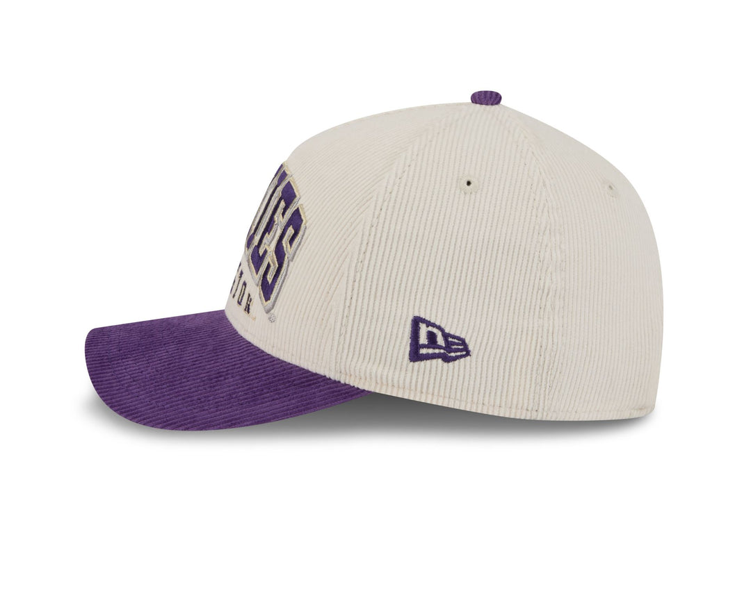 New Era Cream Purple Huskies W 9Forty A Frame SIDED Corduroy Adjustable Hat