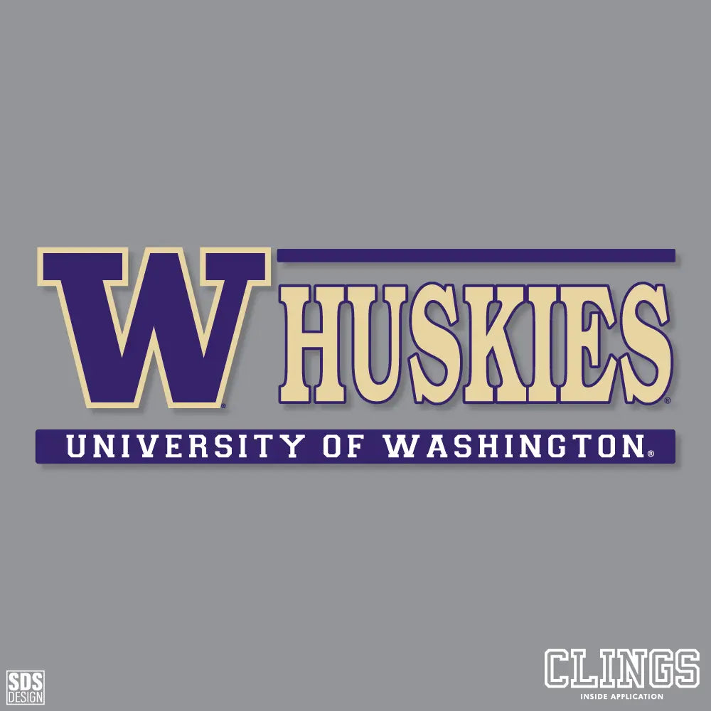 SDS U of W Huskies Cling Inside Application Decal 6" x 2"