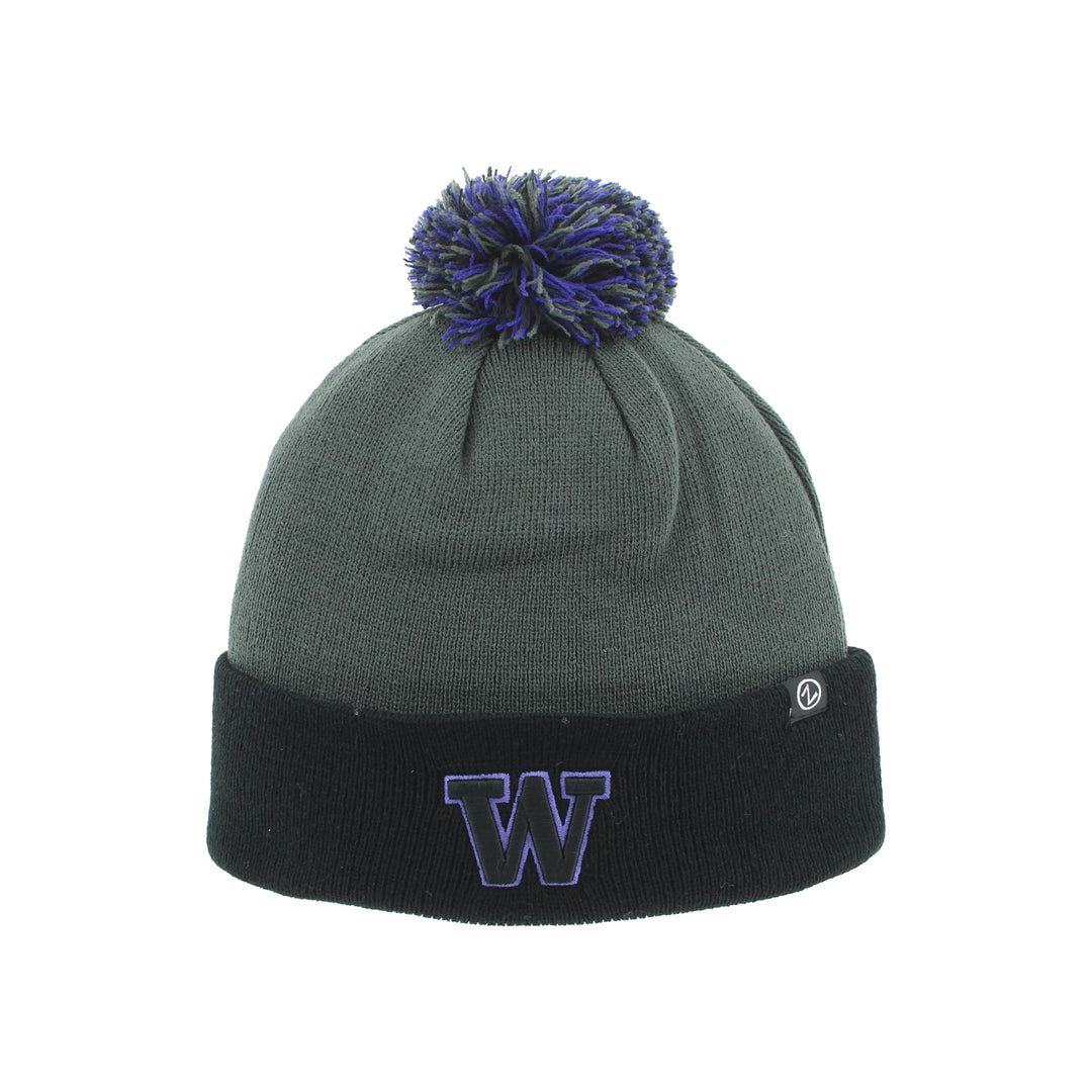 Zephyr Black Charcoal Element W Logo Pom Beanie