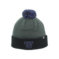 Zephyr Black Charcoal Element W Logo Pom Beanie Front thumbnail
