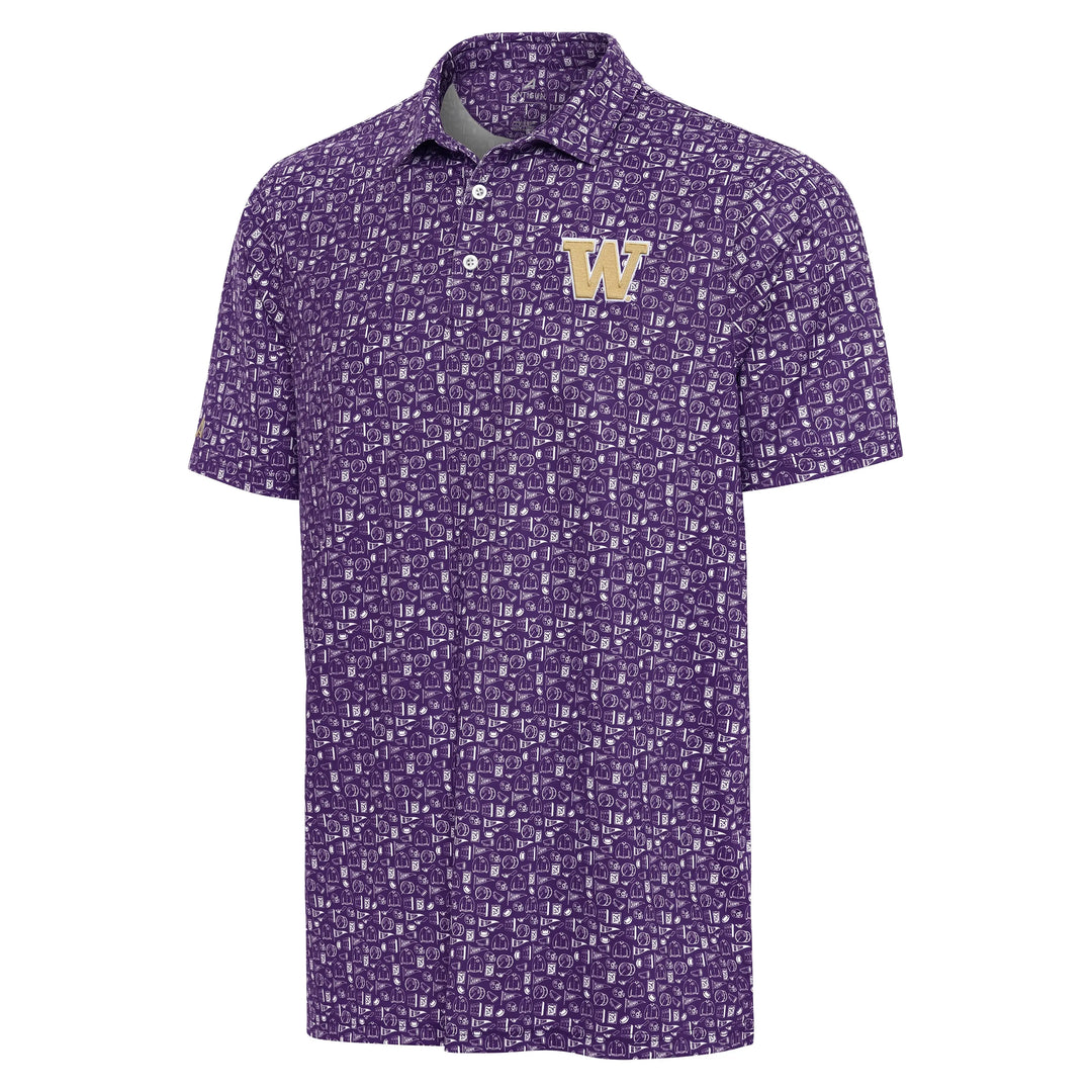 Antigua Men's Washington Huskies Football Gameday Print Polo