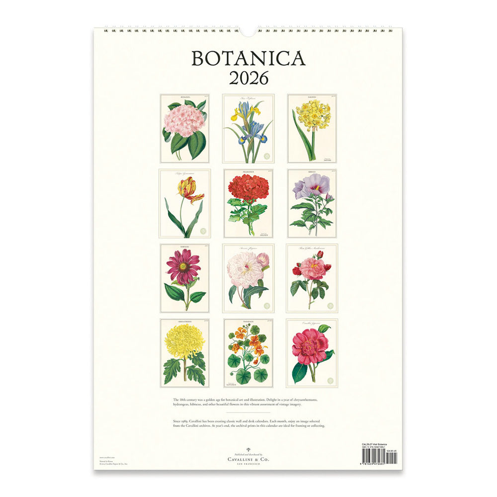 Cavallini Botanica 2026 Wall Calendar