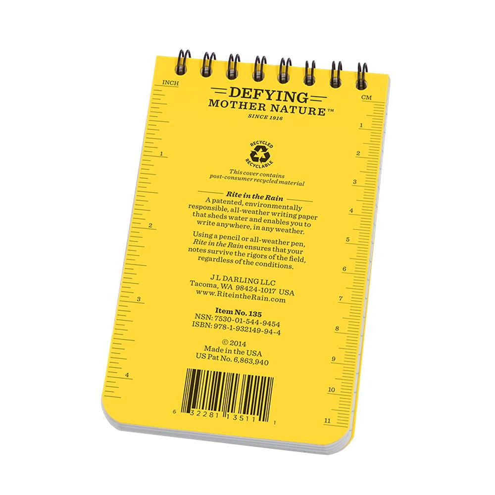 Rite in the Rain Yellow 3"x5" Top Spiral Memo Notebook 50ct