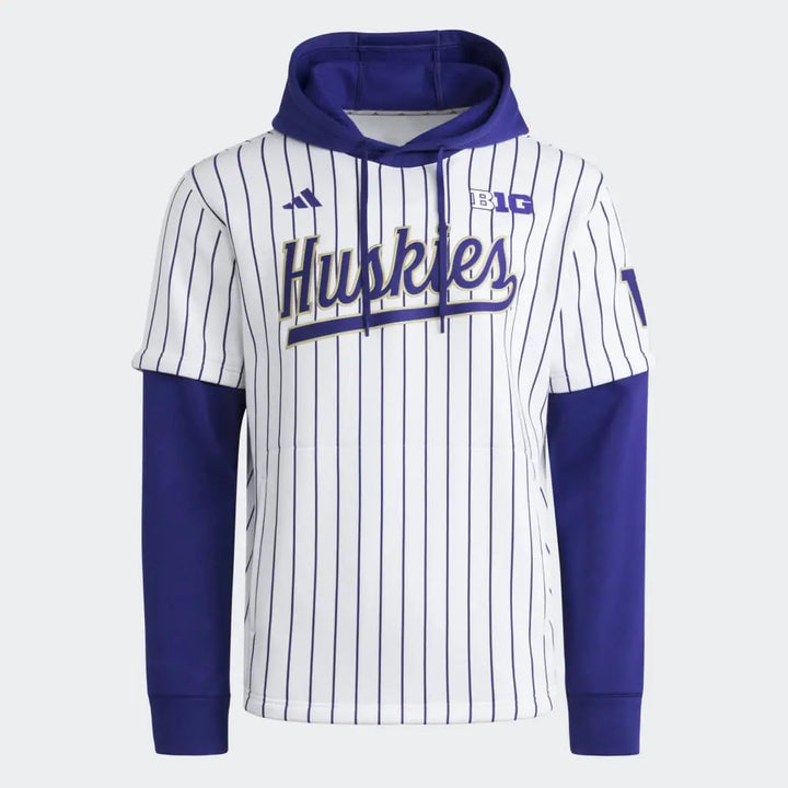 adidas Men's Huskies Pinstripe Baseball Jersey Pullover Hoodie