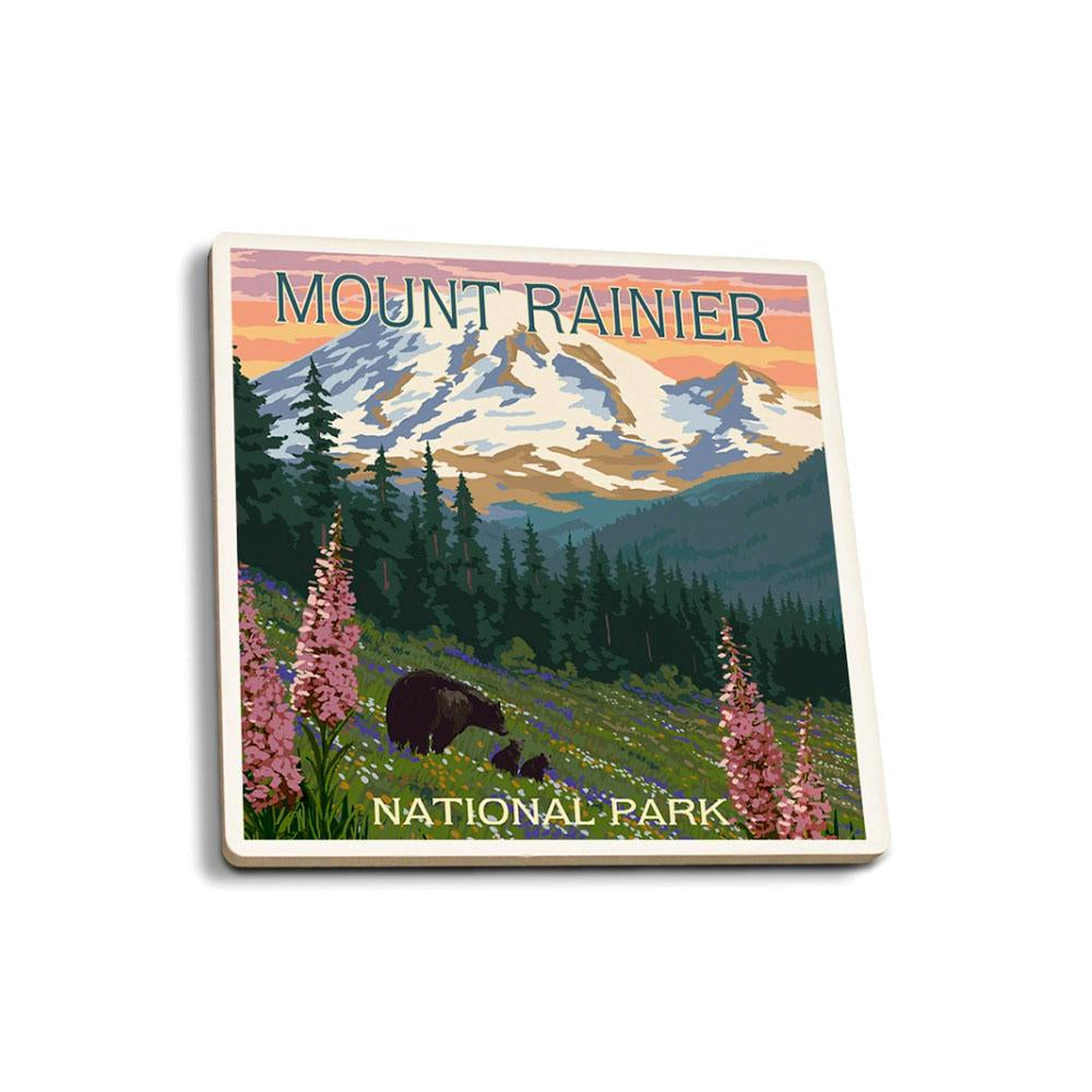 Lantern Press Mount Rainier Marmots Coaster