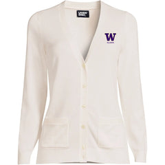Lands' End Women's UW Alumni Cotton Modal Long Sleeve V-neck Cardigan Sweater