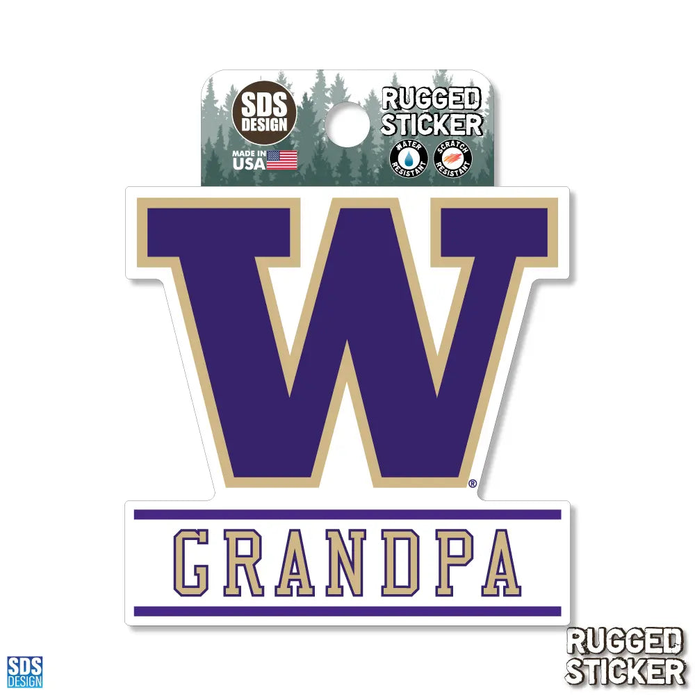 SDS Purple W Grandpa Rugged Sticker 3.5"