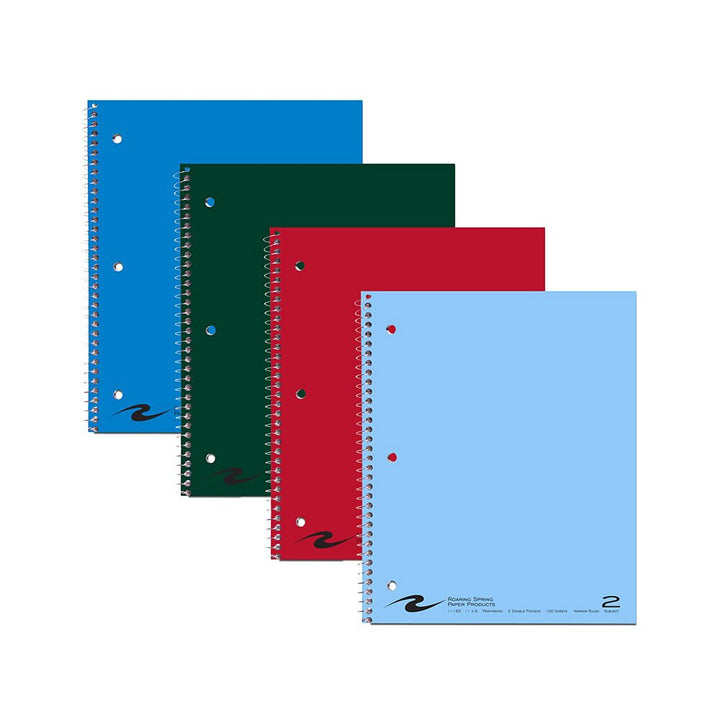 Roaring Spring Assorted 2 Subject College Ruled Spiral Bound Notebook 100ct